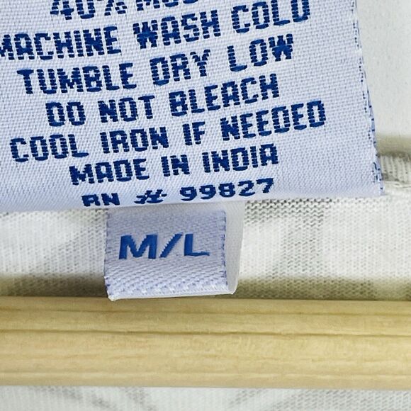 Pine Cone Hill Fine Linens White Grey Leaf Print Knit Dress Womens Medium Large - Picture 7 of 8